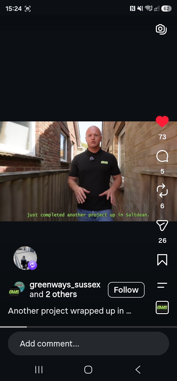 Instagram Reel featuring a Greenways Sussex client testimonial